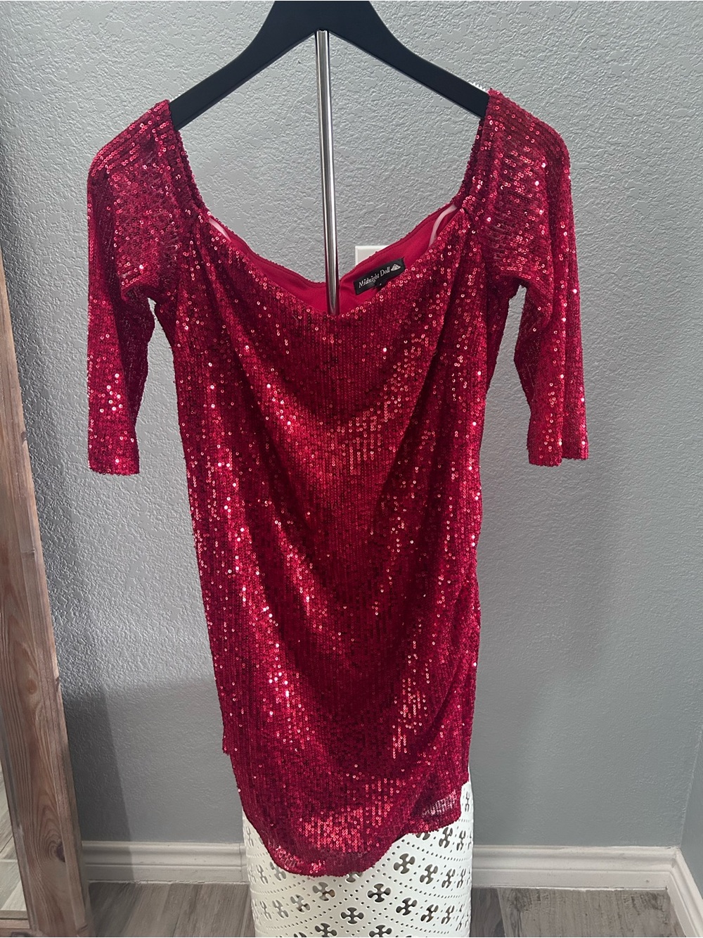 Red Sequin Off-Shoulder Mini Dress - Party Ready